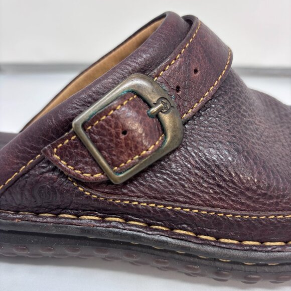 Born Brown Leather slip-on clog mule wedge shoes Woman's size 7 - Picture 8 of 16